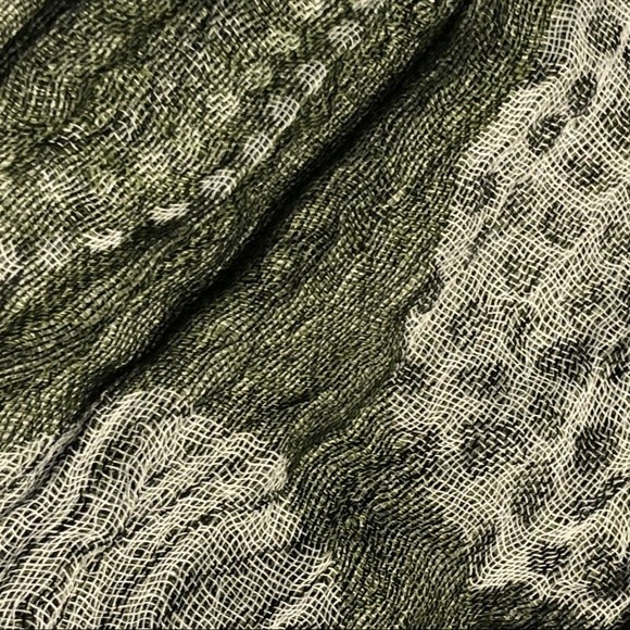 Green Polka Dot Abstract Long Fringe Scarf - Picture 5 of 5